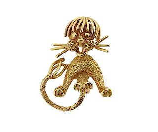 14K Gold Little Lion Brooch Pin