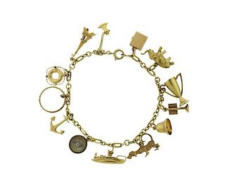 Antique 14K Gold Multi Charm Barcelet