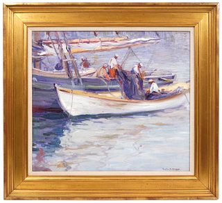 Emile A. Gruppe 'A Day's Catch' Oil Painting