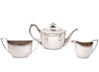 John Emes Georgian 3 Pc. Silver Tea Set