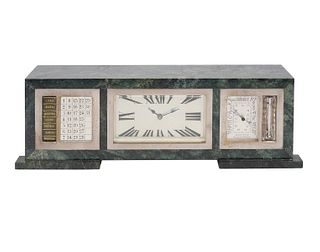 French Art Deco Marble Desk Clock Compendium