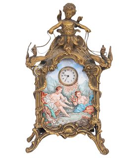Viennese Bronze & Enamel Erotica Automation Clock