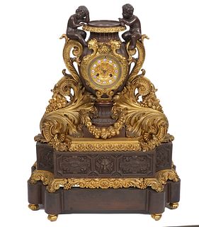 Monumental Christofle France Bronze Mantle Clock