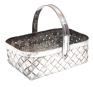 Large Cartier Sterling Silver Handled Basket
