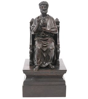 18/19th C Bronze of St. Peter on a Throne