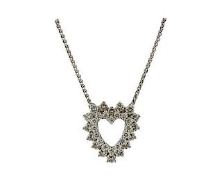 Italian 18K Gold 2.4ctw Diamond Heart Pendant Necklace