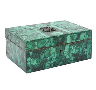 Large Malachite Box With Fitted Interior
