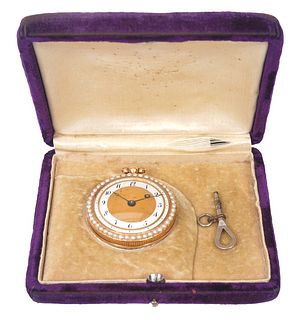 18th C. French 18K Gold Enamel Pocket Watch