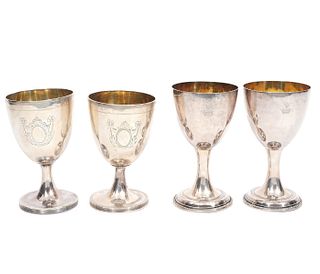 4 Georgian Sterling Goblets 18th Ct