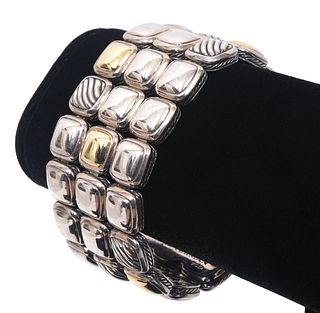 David Yurman 'Chiclet' 18K YG & Sterling Bracelet