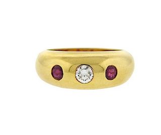 Cartier 18k Gold Ruby Diamond Ring