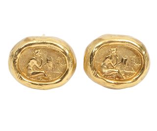 Pr. Seidengang 'Athena Collection' 18K YG Earrings