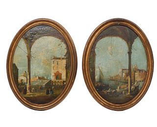 Two 18th Ct. Oval Italian Oil Paintings