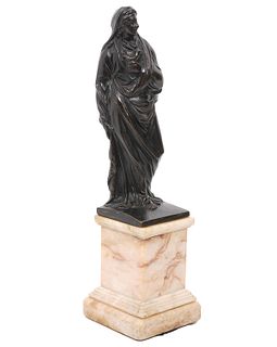 18/19th C. Bronze Madonna on Marble Base