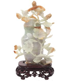 Chinese Carved Jade Lidded Urn