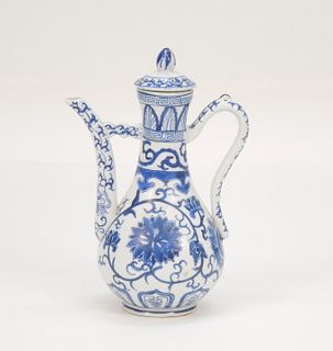 Chinese Blue and White Porcelain Fortune Ewer.