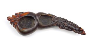 Chinese Carved Horn Brush Washer.