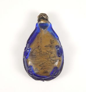 Chinese Peking Glass Reverse Painted Snuff Bottle.