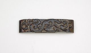 Chinese Carved Black Soapstone Sword Fitting.