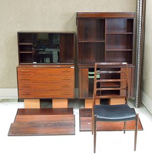 Mid Century Modern Rosewood Sectional Wall Unit.