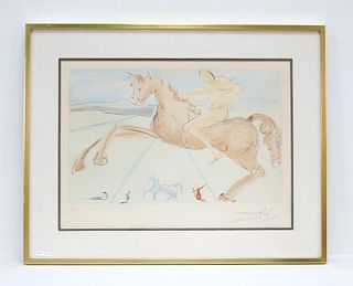 Salvador Dali Lithograph, Horse and Rider.