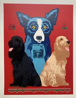 George Rodrigue Original silkscreen on paper "Blue Dog"