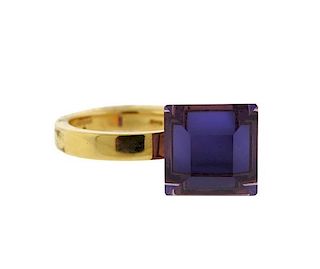 Gucci 18k Gold Amethyst Ring