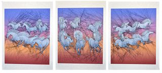 Guillaume Azoulay Hand signed and numbered serigraph "Cavalcade I , II , III"
