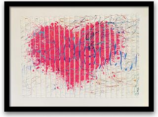 E.M. Zax One-of-a-kind 3D polymorph mixed media on paper "I love You"
