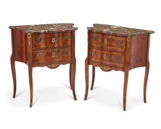 A pair of French parquetry commodes