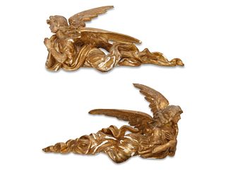 Two carved giltwood angels