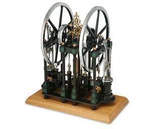 A model twin cylinder overcrank water pumping engine