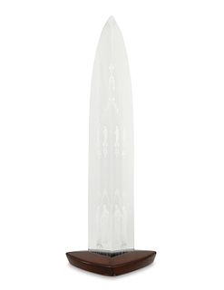 A Steuben crystal "Cathedral" obelisk sculpture