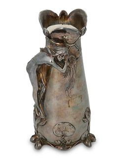 An Austrian Art Nouveau sterling silver overlay ceramic vase