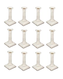 English silver candlesticks, set of twelve