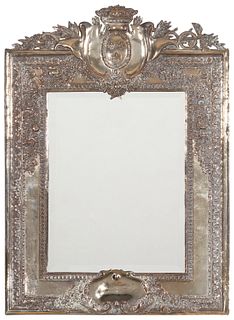 A Continental silver-plated table mirror