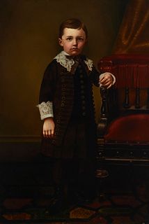 19th Century Continental School, Portrait of a young boy, Oil on canvas, 39.25" H x 26" W
