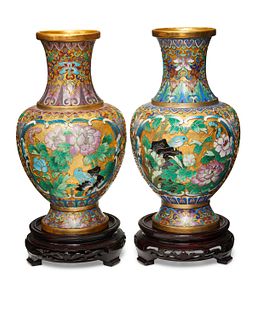 A pair of Chinese cloisonnE vases
