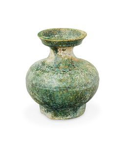 A Chinese Han Dynasty green glazed earthenware vase