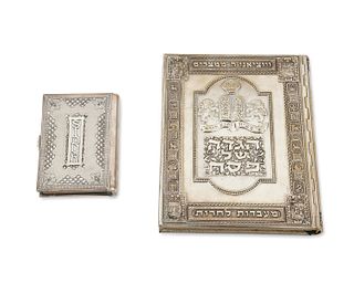 Two religious silver book covers