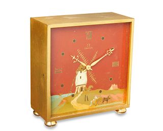 An Omega windmill table clock
