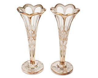A pair of silver overlay trumpet vases