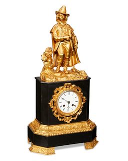 A Continental gilt-bronze mantel clock