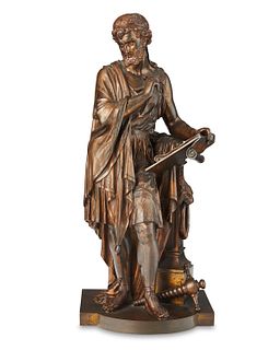 A bronze sculpture of Archimedes