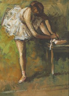 Sergio Cirno Bissi (1902-1987), Ballerina, 1958, Oil on canvas, 9.5" H x 7" W