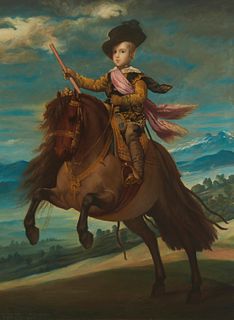 Enrique Lagares (b. 1931), Equestrian portrait of Prince Balthasar Charles, Oil on canvas, 46.5" H x 35" W