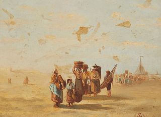 Philippe Lodewijk Jacob Frederik Sadee (1837-1904), Returning from a catch, Oil on panel, 9" H x 11.75" W