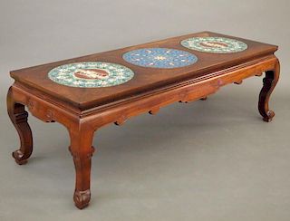 Chinese rosewood & cloisonne table