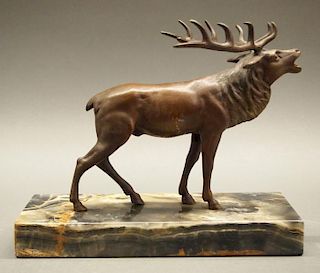 Patinated elk sculpture