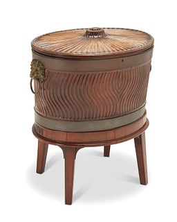 An English carved mahogany cellarette/beverage cooler, Late 19th century